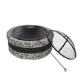 thumbnail image 2 of Sun Joe SJFP28-STN-CS 28-Inch Cast Stone Base, Wood Burning 24-Inch Fire Pit w/Dome Screen and Poker, Charcoal Gray, 2 of 8