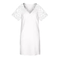 thumbnail image 4 of Robes d'Été pour Femmes en Dentelle Florale à Manches Courtes, Robe Décontractée Unie à Paillettes, Col en V, Longueur Genou, Robe de Plage pour le Soleil, 4 of 7