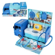 Portable Doctor's Visit Pretend Play Vehicle with Play Medicine, Instruments, and Wheels