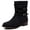Black1002, variant on Womens Mid Calf Cowboy Boots Low Block Heel Round Toe Side Zip Buckle Straps Non Slip Rubber Sole