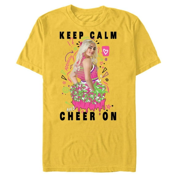 Disney Channel Zombies 2 Addison Keep Calm and Cheer On - Short Sleeve Blended T-Shirt for Adults- Customized-Yellow