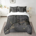 thumbnail image 2 of YST Black Aesthetic Bedding Set, King Size, 7-Piece, Abstract Marble Design, Black and Gold, 2 of 4