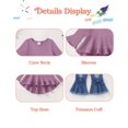 thumbnail image 5 of Yaoqi 12 Months Infant Baby Girl Outfit Set 18 Months Winter Clothes Ruffle Long Sleeves Pullover Top Bowknot Flared Denim Pants 2pcs Clothing Purple, 5 of 7