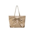 thumbnail image 2 of Bolso de Hombro para Mujer con Lazo Grande – Bolso Tote de Cuero PU, Bolso Cruzado de Gran Capacidad para Mujer, Bolso de Moda para Trabajo y Viaje, Marrón/Blanco/Caqui., 2 of 7