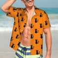 thumbnail image 6 of Mens Casual Short Sleeve Button Down Hawaiian Shirts,Black Cats Halloween Orange Shirts Regular Fit Beach Bowling Shirts with Front Pocket,L, 6 of 7