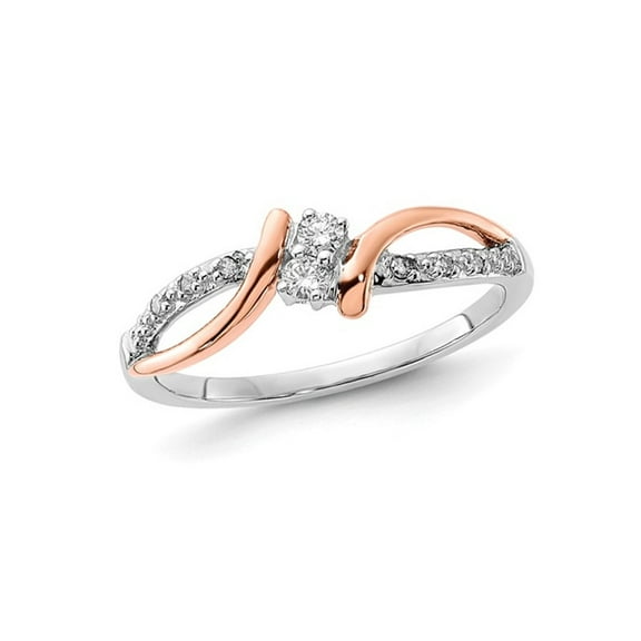 Gem & Harmony 1/10 Carat (Ctw) Diamond Promise Ring in 10K White Gold (SIZE 7) for Women