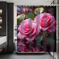 thumbnail image 4 of Rose Floral Shower Curtain, Spring Summer Pink Flower Plant Shower Curtain Set Waterproof Bath Curtain Home Bathroom Decor with 12 Hooks, 72x72 inches, 4 of 6