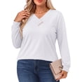 thumbnail image 5 of Fantaslook V Neck Blouses for Women Dressy Casual Tops Button Long Sleeve Shirts Trendy Fall Tops, 5 of 9