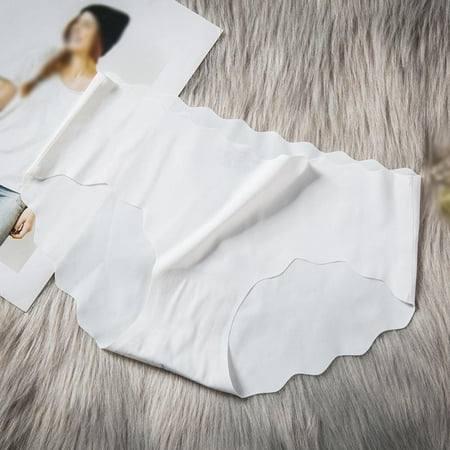 

Xmarks Women s Seamless Briefs Ice Silk Panties Mid-Rise No Show Underwear White L//23-29ls
