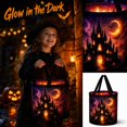 thumbnail image 2 of Halloween Glowing Trick-or-Treat Basket | Canvas Candy Bucket with Handles, Light Up Designs, 2 of 3