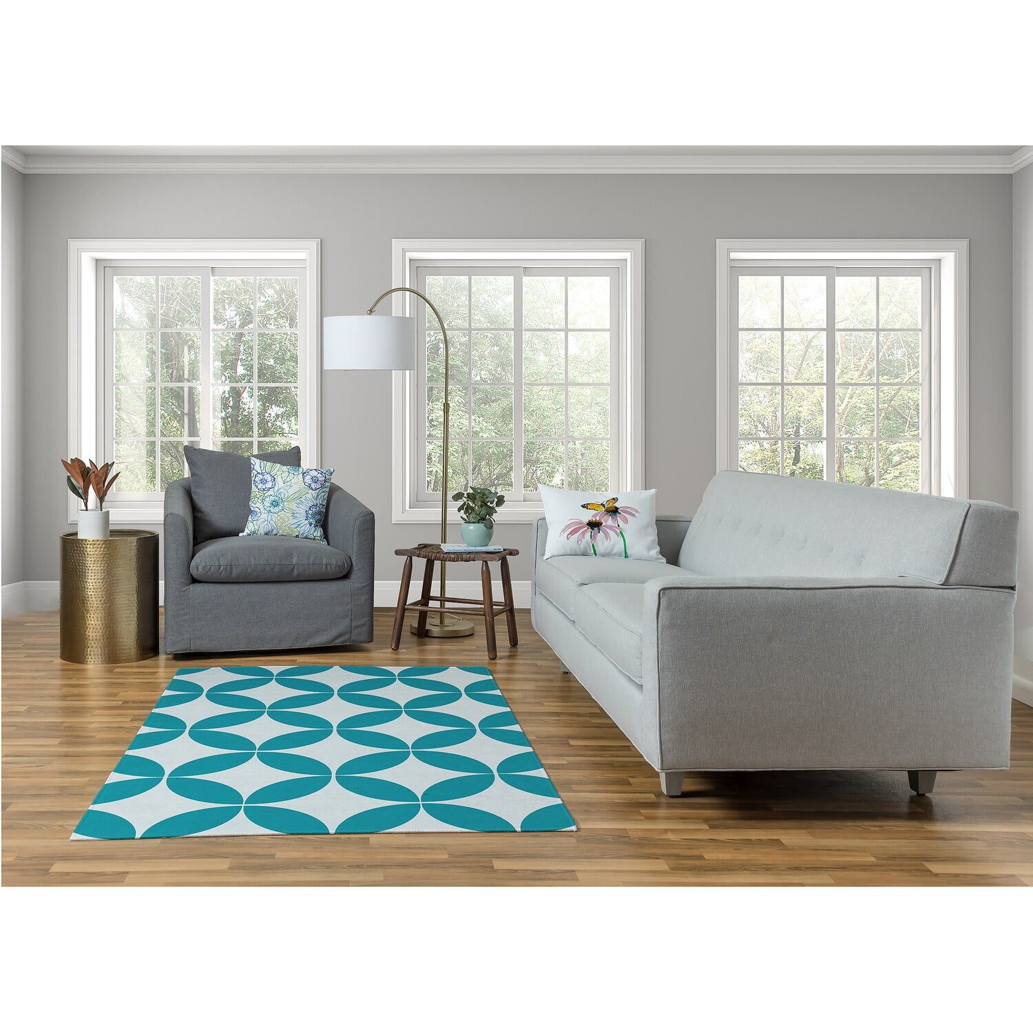 Simply Daisy 2' x 3' Explorer Blue Eye Opener Spring Chenille Rug