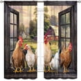 thumbnail image 2 of Rooster Kitchen Curtains, Farmhouse Country Farm Animal Rural Rustic Chicken Pattern Printed Blackout Window Drapery Treatments for Bedroom Living Room Dining Room 2 Panels, 52"x84" Inch, 2 of 5