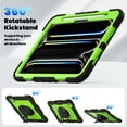 thumbnail image 3 of 3 Layer Multi-Functional Case for iPad Pro 13 2024, for Kids Heavy Duty Protective Case with Screen Protector & Stylus Holder & 360 Rotating Stand and Hand/Shoulder Strap Cover - Green+Black, 3 of 9