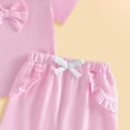 thumbnail image 5 of mgoYE Baby Girl Clothes 3-6 Months Toddler Baby Girl Short Sleeve T-Shirt and Shorts Set Ruffle Solid Color Clothes Summer 2PCS Outfit(Red,12-18 Months), 5 of 6