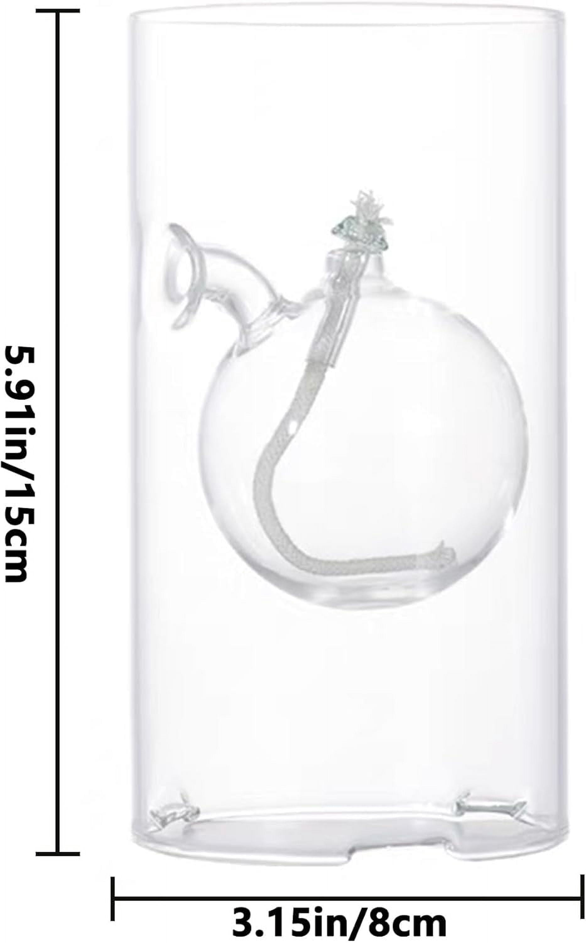 Refillable Liquid Petite Oil Lamp: Glass Oil Light Borosilicate Includes Bliss Suspended Hurricane Candle Holder Sleeve Lamp, Oil Candle Vessels for Table Centerpieces Decor (Clear)