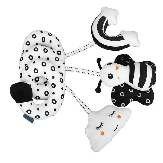 Juguete de Peluche en Espiral con Forma de Animal de Dibujos Animados para bebé 2 Tipos Asiento de Coche Blanco y Negro para Recién Nacido Juguete con Sonajeros Colgantes para ANGGREK Otros