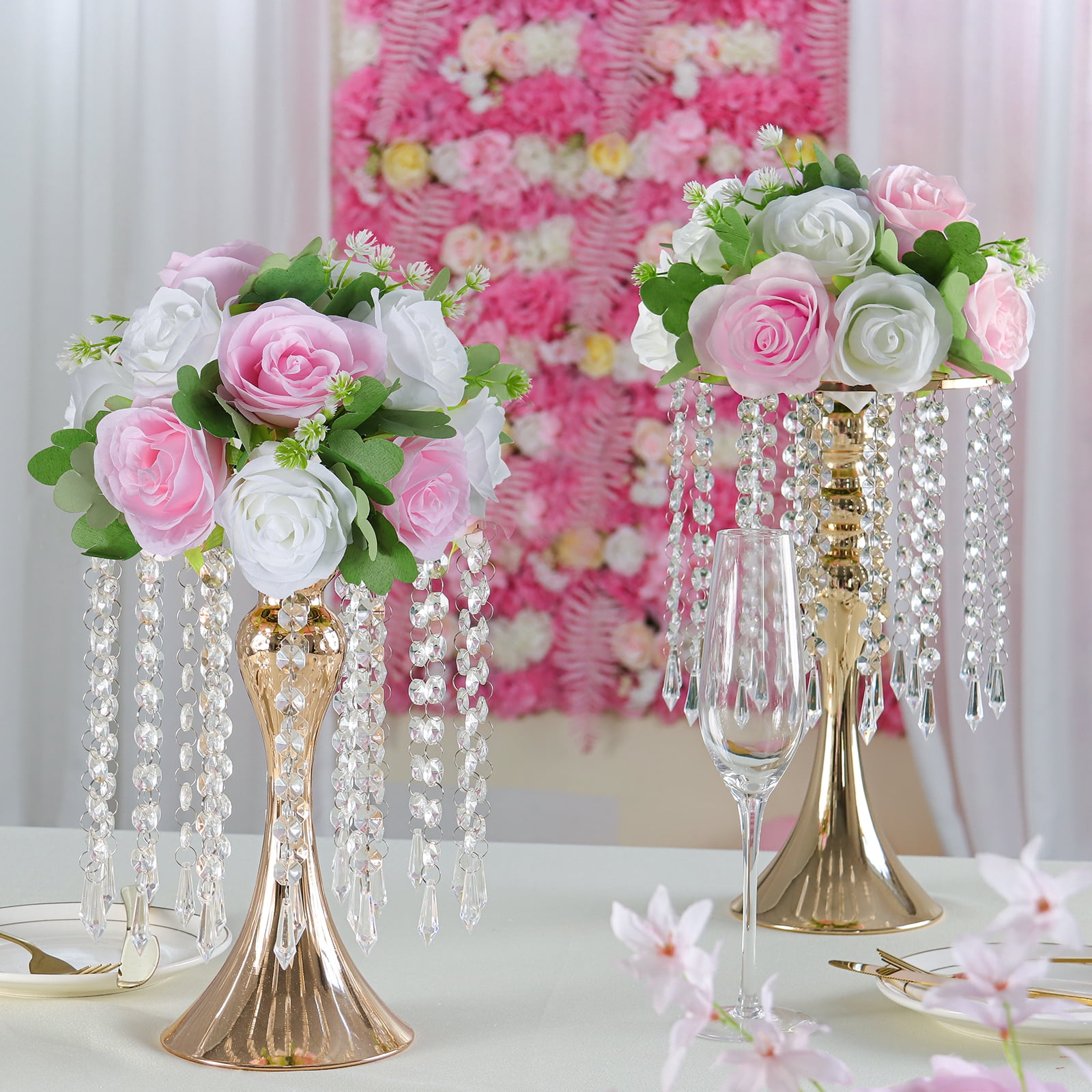 Wedding Flower Balls for Centerpieces 6pcs Pink Rose Artificial Flowers Ball Arrangement Bouquet Silk Roses for Party Table Decoration 10.6inch