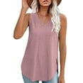thumbnail image 6 of Summer V-neck T-shirt sleeveless hollow jacquard top casual vest for women, 6 of 6