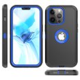 thumbnail image 5 of Xhy iPhone 13 Pro Case + Screen Protectors + Belt Clip Holster + Camera Lens Protector, Heavy Duty Hard Shockproof Armor Protector Case (Black+Dark Blue), 5 of 7