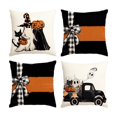 thumbnail image 2 of Halloween Home Decor Indoor, Halloween Throw Pillow Covers, Ghost Pillow Covers, Halloween Pillow Covers, 4 Pack 18X18 Inch Digital Printed Pumpkin Ghost Buffalo Plaid Throw, 2 of 6