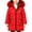 Red, variant on Girls Long Puffer Coat Faux Fu𝗋 Trim Hooded Winter Parka Warm Quilted Jacket with Heart Embroidery Pockets for Fall Outdoor School Daily Wear 5-14Y