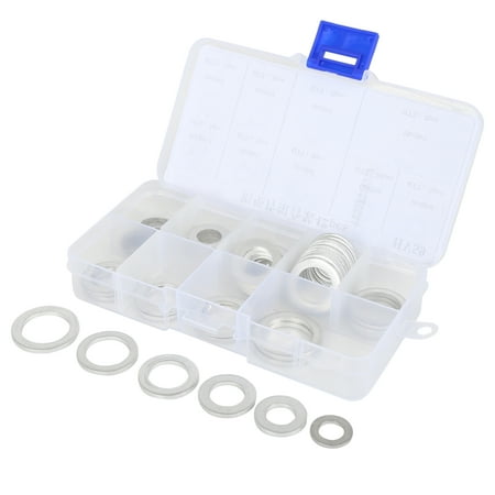 6 Sizes Aluminum Alloy Car Auto Engine Oil Drain Bolt Plug Gasket Washers Assortment Kit