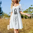 thumbnail image 4 of Flor de iris. Vestido sin mangas. Ropa estética. Vestidos de ceremonia para la playa., 4 of 7
