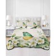 thumbnail image 2 of Quilts Twin Size Bedding Set, Spring Floral Lightweight Quilted Comforter, Watercolor Botanical Flowers Butterfly Beige Soft Reversible Bedspread Coverlet with Pillow Covers for All Season, 68" x 86", 2 of 7