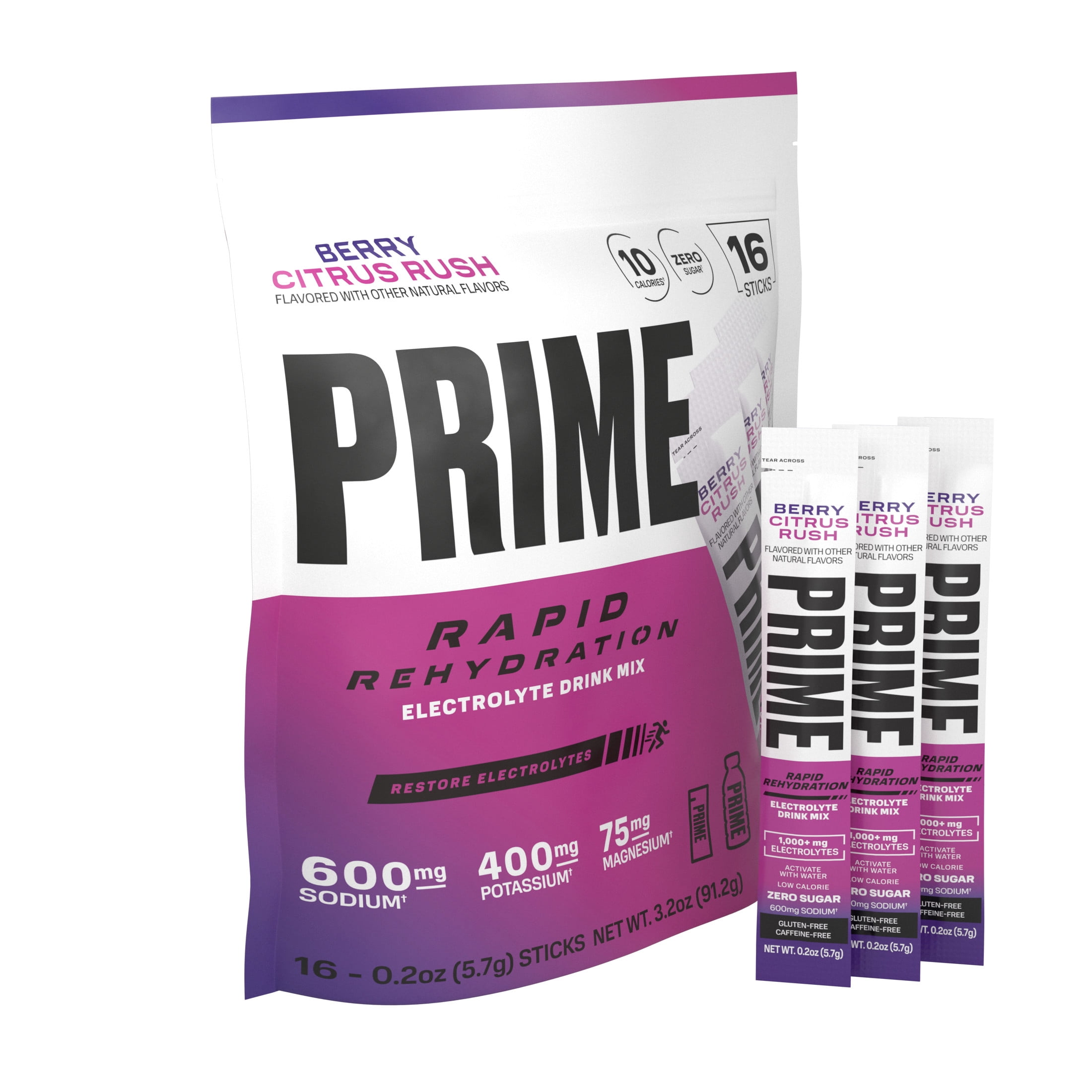 Prime Rapid Rehydration Sticks, Berry Citrus Rush, 16ct, Bag