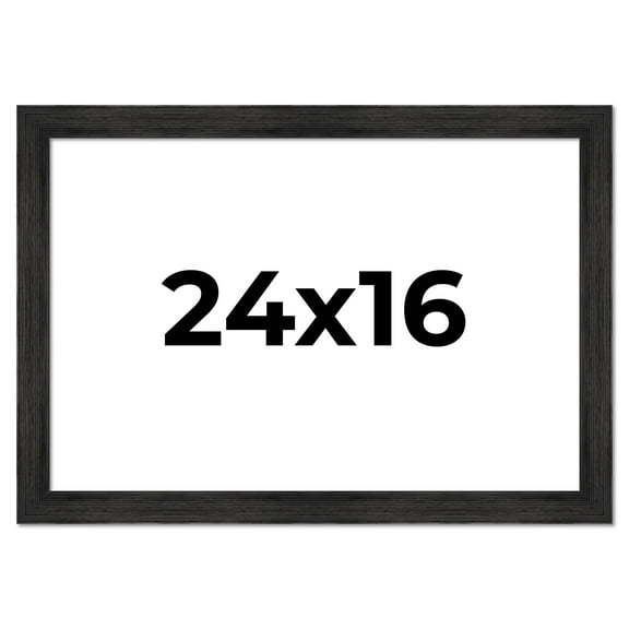 24x16 Distressed/Aged Black Complete Wood Picture Frame with UV Acrylic, Foam Board Backing, & Hardware