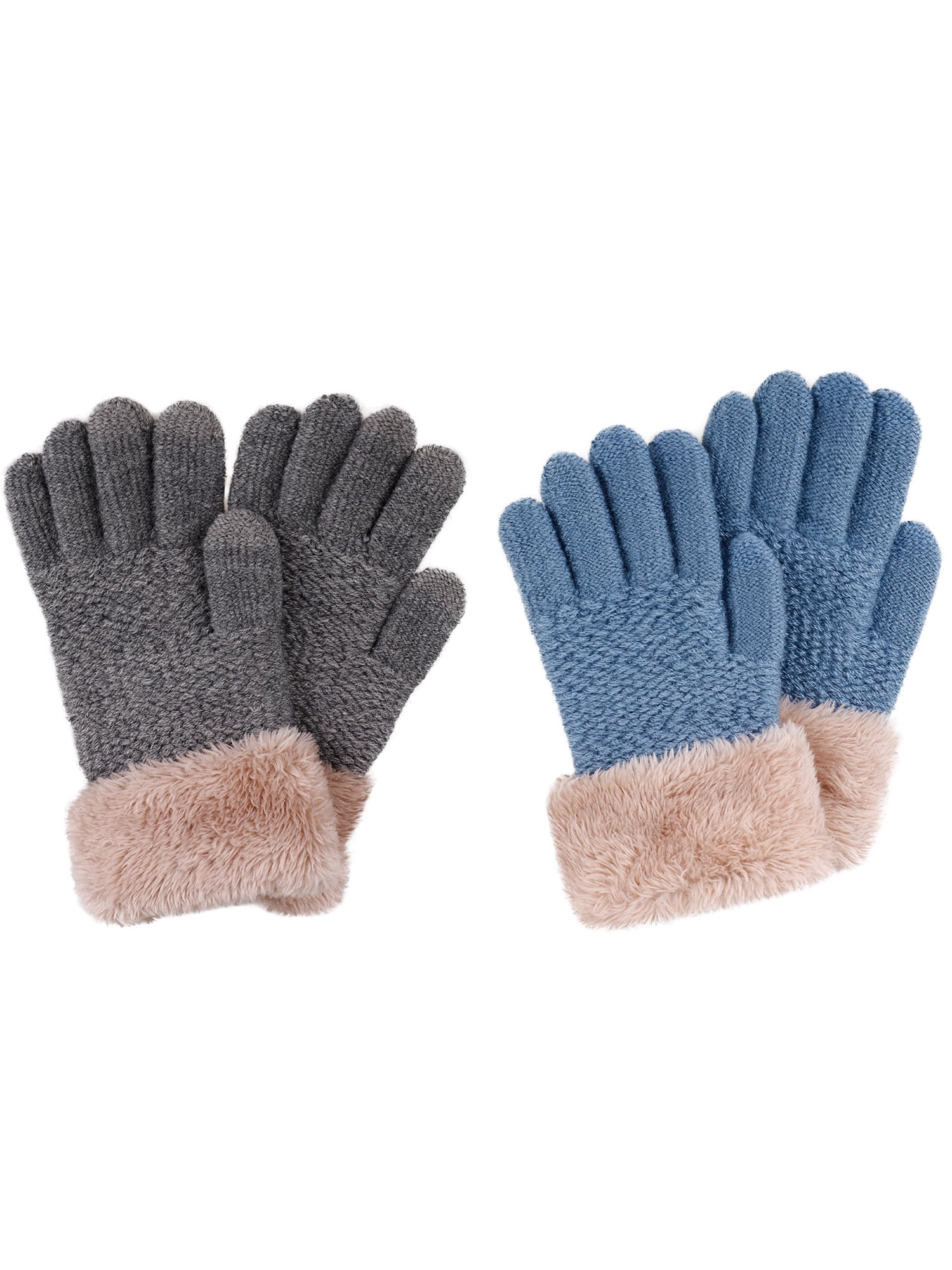 Baby Boy Toddler Winter Warm Mittens Gloves With String Fun Fur Size 3-12 Months 