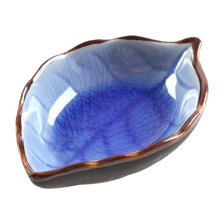 Set of 4 Ceramic Mini Leaf Shaped Dishes Japanese Style Condiment Plates Small Dip Bowls for Soy Sauce Appetizer Snack Serving Sushi Kitchen Dining Tableware