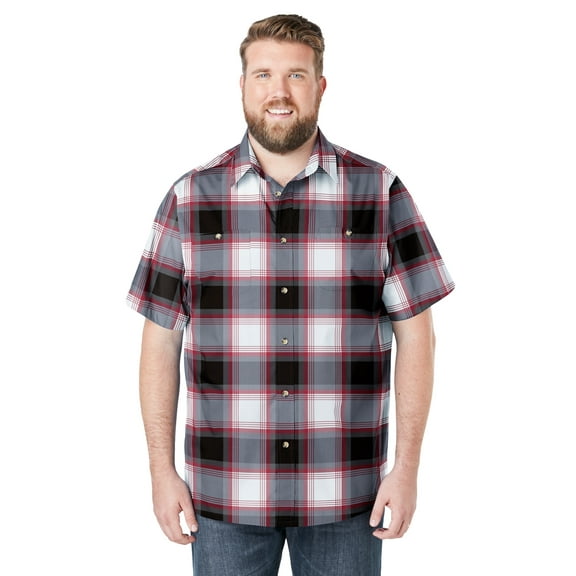 KingSize Men's Big & Tall Wrinkle-Resistant Short Sleeve Button Down, Printed