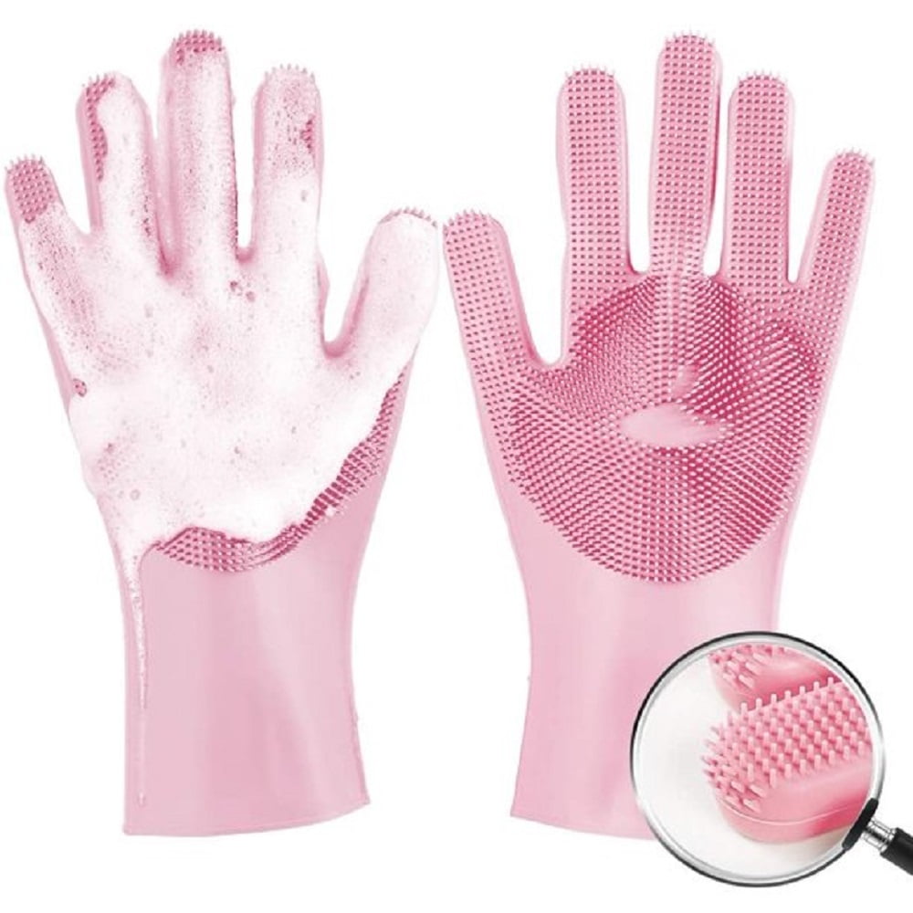 Meidong Silicone Dishwashing Gloves, Reusable Dish Gloves Cleaning