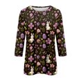 thumbnail image 5 of Women Easter&nbsp;shirt Crewneck Rabbit Graphic Tops Three Quarter Length Dressy Holiday Outfits Tunic Tops Loose Fit Trendy Casual T-Shirts, #01 Green, S, 5 of 7