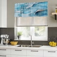 thumbnail image 4 of Blue Marble Curtain Valances for Windows, Kitchen Valance Window Treatments Panel 2 Pack, Modern Ink Painted Aesthetics Abstract Rod Pocket Short Curtains for Bathroom Bedroom 42 x 12 Inch, 4 of 8