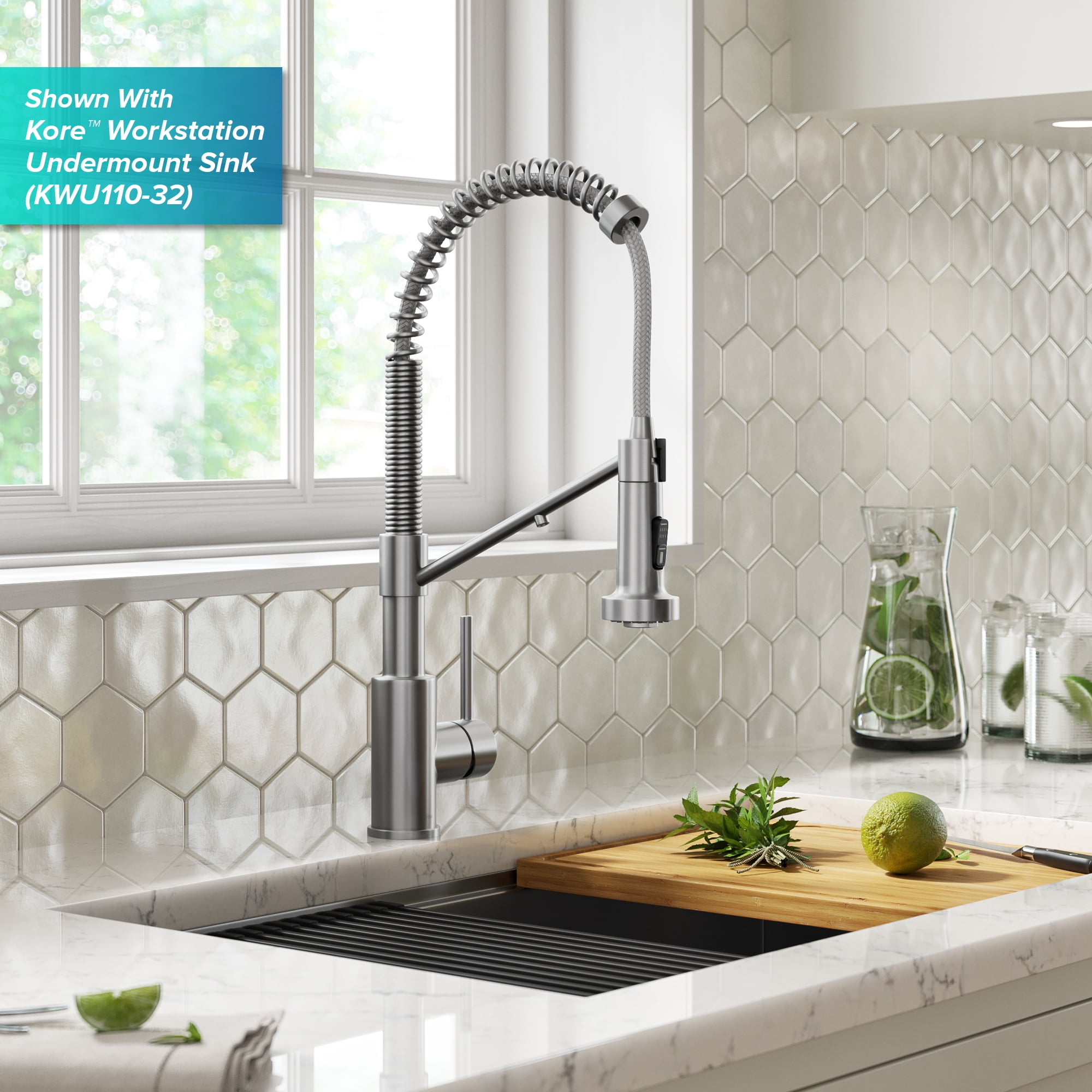 KRAUS Bolden 2-in-1 Commercial Style Pull Down Single Handle Water Filter Kitchen Faucet for Reverse Osmosis or Water Filtration System in Spot-Free Stainless Steel