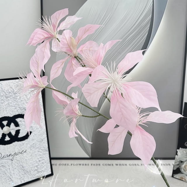 Nvzi Paquete de 3 flores artificiales de Pascua de 7 cabezas para Navidad, ramos de flores de Pascua de imitación,arreglos de flores de Pascua para decoración navideña, color rosa