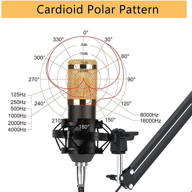 BM800 Condenser Studio Microphone Kits Novashion 8 Pcs/Set, 20 to 20,000 Hz  Mic, 8.2 ft Cable, with Adjustable Mic Stand, USB Sound Adapter, Nylon