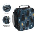 thumbnail image 2 of Insulated Square Lunch Bag with Side Mesh Pocket Fashion Lunch Box Reusable Lunch Tote 10.5" x9.5" x3.5" Black Cats and Mystical Symbols, 2 of 6