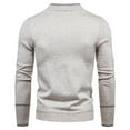 thumbnail image 4 of Mens Crewneck Sweater Stripes Solid Color Tops Comfortable Festival Holiday Men's Fashion with Buttons, Light Gray, Size XXL, 4 of 7