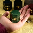 thumbnail image 5 of TAIMY Classical Victorian Style Wedding Tiny Ring Box, Handcrafted Gift Ring Box Proposal Pocket Size Small Keepsake Jewelry Box (Green, Hexagon), 5 of 6