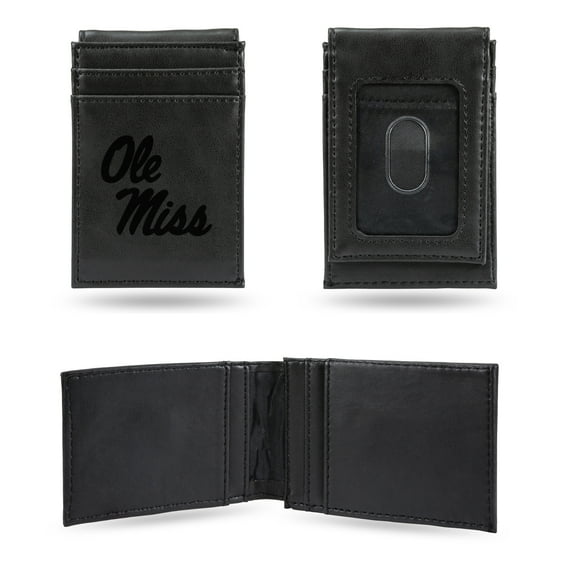 Mississippi University Laser Engraved Black Front Pocket Wallet