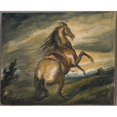 thumbnail image 2 of Sir Edwin Henry Landseer 24x20 Gold Ornate Framed and Double Matted Museum Art Print Titled - Rearing Horse (1817), 2 of 4