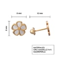 thumbnail image 4 of Aretes de oro 14k GIALLO Broquel Flor espirea de oro amarillo y madre perla, 4 of 4