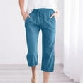 thumbnail image 2 of AINIYS High Waisted Flowy Wide Leg Capris Pants for Women Evening Party Daily Outing Blue XXXXXL, 2 of 5