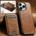 thumbnail image 2 of ELEHOLD for iPhone 16 Pro Leather Case Premium Leather Material with  Magnetic Detachable Card Holder Compatible with Mag Safe Charging Shockproof Slim Lightweight Case for iPhone 16 Pro ,Brown, 2 of 7