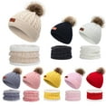 thumbnail image 2 of Odeerbi Baby Boys Girls Beanie Infant Toddler Beanie Hats Kids Winter Hat Warm Knit Thick Ski Cap With PomPomScarf Set, 2 of 2