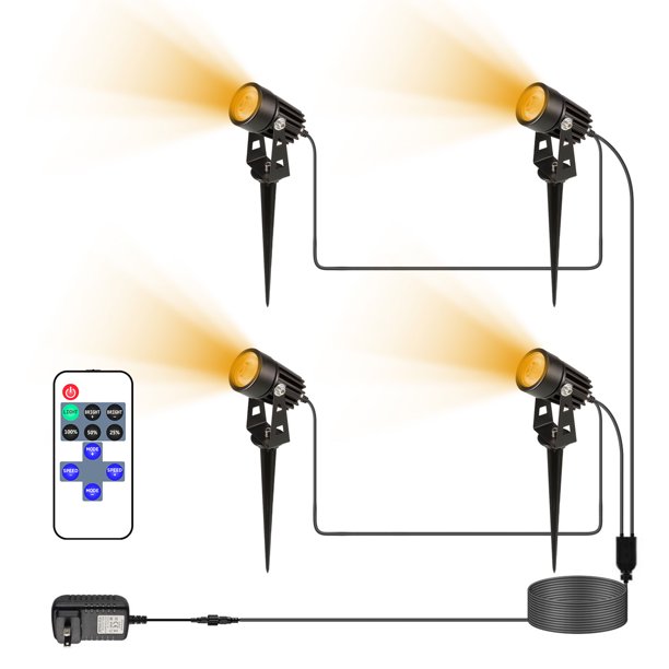 6PCS Foco LED para exteriores con control remoto Impermeable IP65 Luz de paisaje de jardín Cálido Blanco Césped Iluminación de patio trasero Lámpara de pie de seguridad para exteriores yeacher Enchufe de EE. UU. 6 uds.