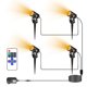 thumbnail image 1 of 6PCS Foco LED para exteriores con control remoto Impermeable IP65 Luz de paisaje de jardín Cálido Blanco Césped Iluminación de patio trasero Lámpara de pie de seguridad para exteriores yeacher Enchufe de EE. UU. 6 uds., 1 of 6